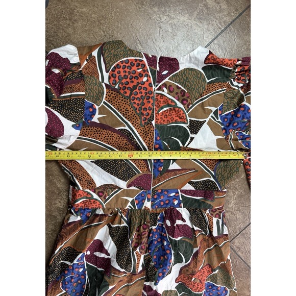 Farm Rio Anthropologie V-Neck Maxi Dress Tropical Leaf Print Womens Size 12 - Picture 7 of 8